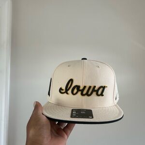 Iowa Cream and Black Snapback Hat